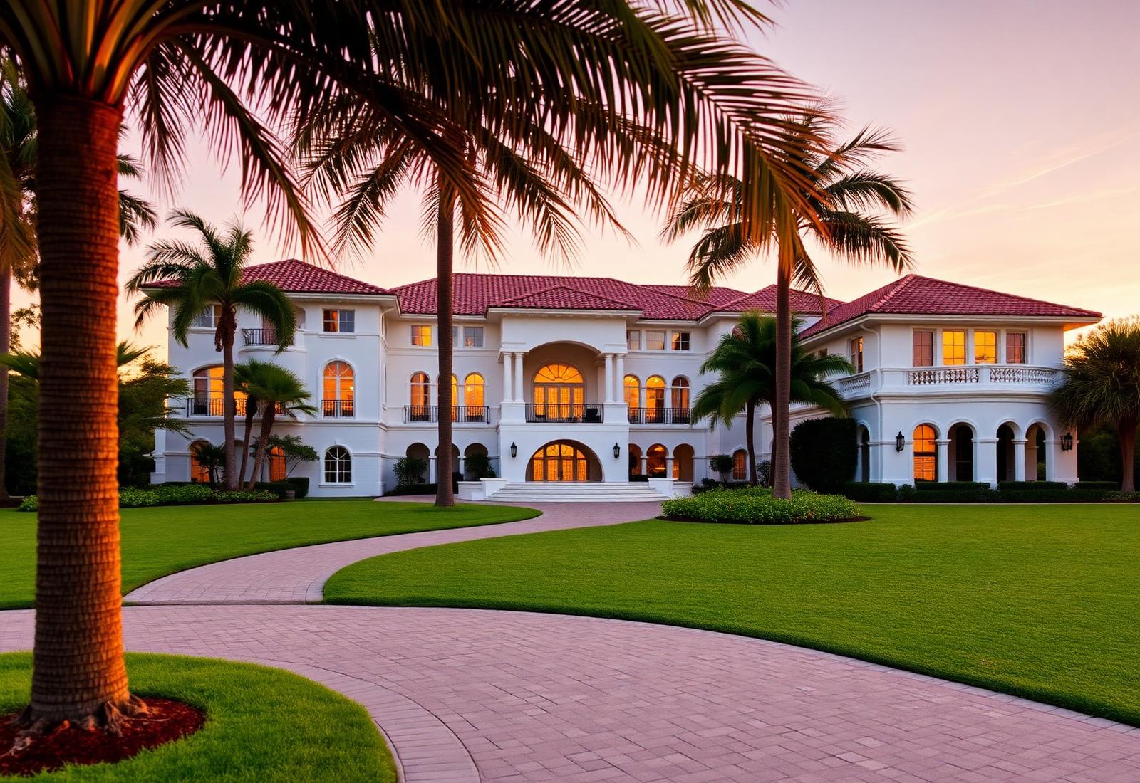Luxury Florida coastal home at sunset